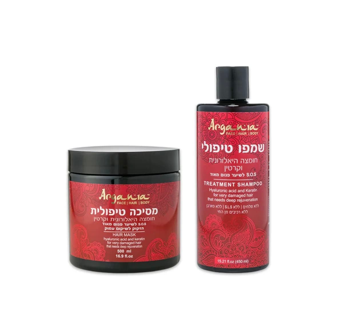 סט שמפו טיפולי (450 מ"ל) + מסיכה טיפולית (500 מ"ל)